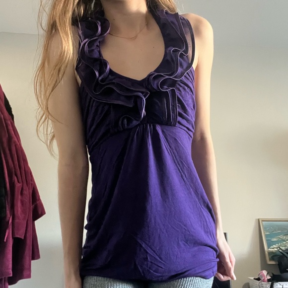 novito Tops - Purple Ruffled Halter y2k Top